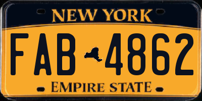 NY license plate FAB4862