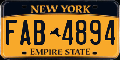 NY license plate FAB4894
