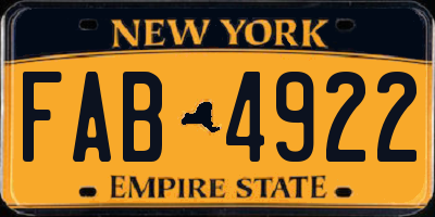 NY license plate FAB4922