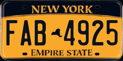 NY license plate FAB4925