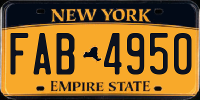 NY license plate FAB4950
