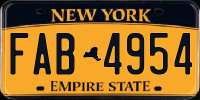 NY license plate FAB4954