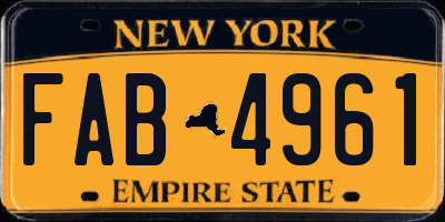 NY license plate FAB4961