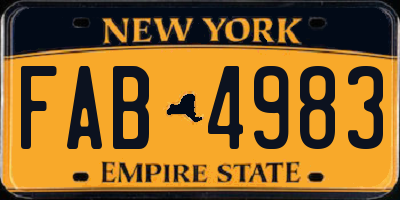 NY license plate FAB4983