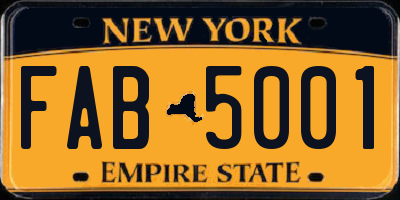 NY license plate FAB5001