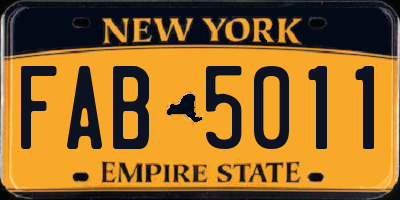 NY license plate FAB5011