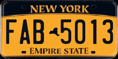 NY license plate FAB5013