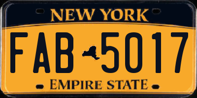 NY license plate FAB5017