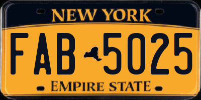 NY license plate FAB5025