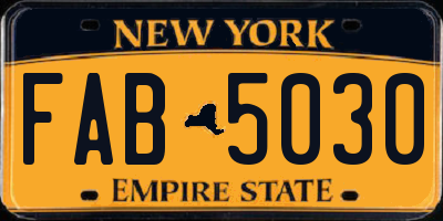 NY license plate FAB5030