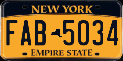 NY license plate FAB5034