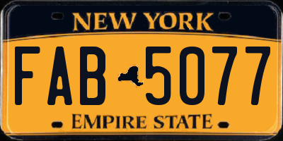 NY license plate FAB5077