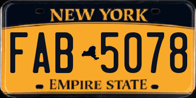 NY license plate FAB5078
