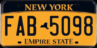 NY license plate FAB5098