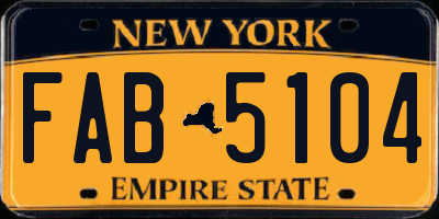 NY license plate FAB5104