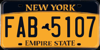 NY license plate FAB5107