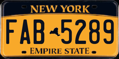 NY license plate FAB5289