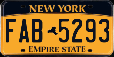 NY license plate FAB5293