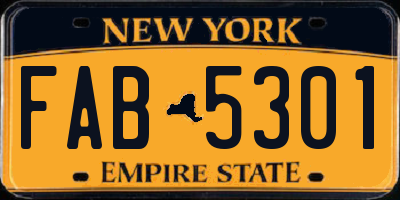 NY license plate FAB5301