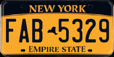 NY license plate FAB5329
