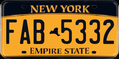 NY license plate FAB5332