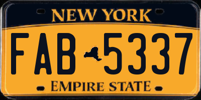 NY license plate FAB5337