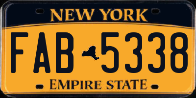 NY license plate FAB5338