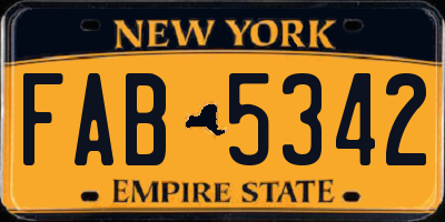 NY license plate FAB5342