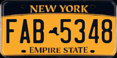 NY license plate FAB5348