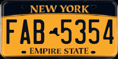 NY license plate FAB5354