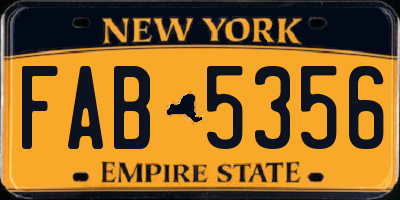 NY license plate FAB5356