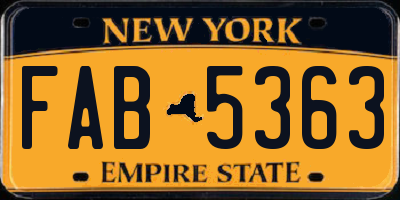 NY license plate FAB5363