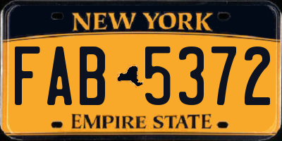 NY license plate FAB5372