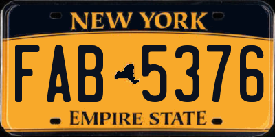 NY license plate FAB5376