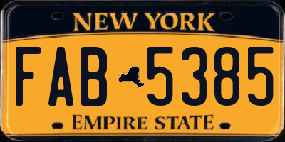 NY license plate FAB5385