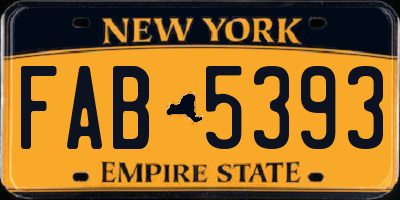 NY license plate FAB5393