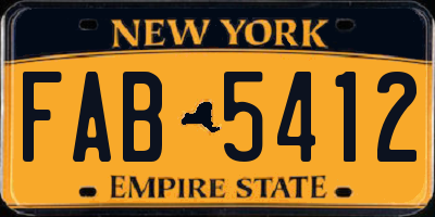 NY license plate FAB5412