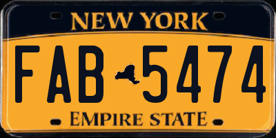 NY license plate FAB5474