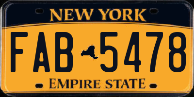 NY license plate FAB5478