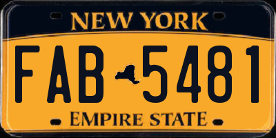 NY license plate FAB5481