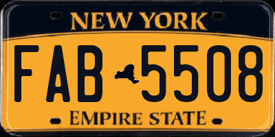 NY license plate FAB5508