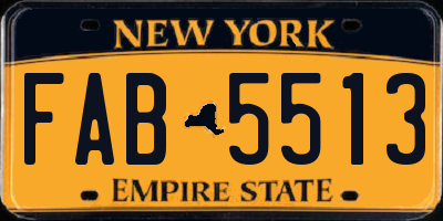 NY license plate FAB5513