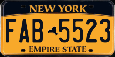 NY license plate FAB5523