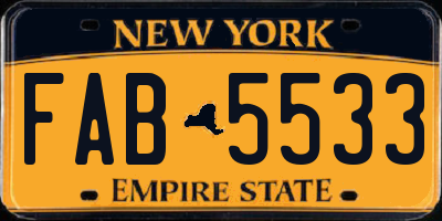 NY license plate FAB5533
