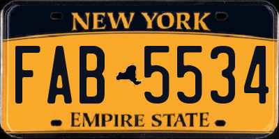 NY license plate FAB5534