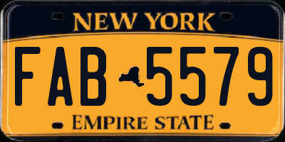 NY license plate FAB5579