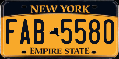 NY license plate FAB5580