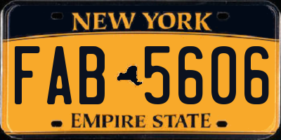 NY license plate FAB5606