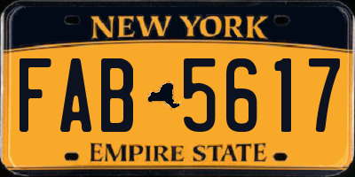 NY license plate FAB5617