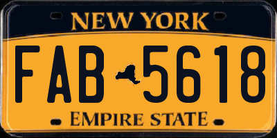 NY license plate FAB5618